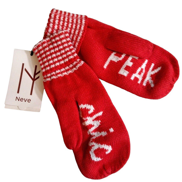 NEVE Peak Chic Mittens Womens One Size Red and White New Winter Gloves Christmas - Picture 1 of 7